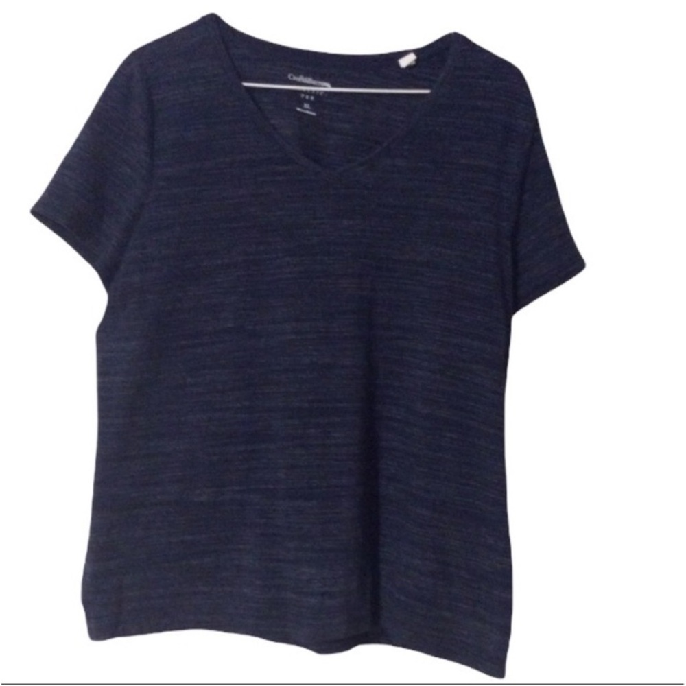 CROFT & BARROW CLASSIC Heather Navy Short Sleeve V-Neck Comfortable TEE Size XL